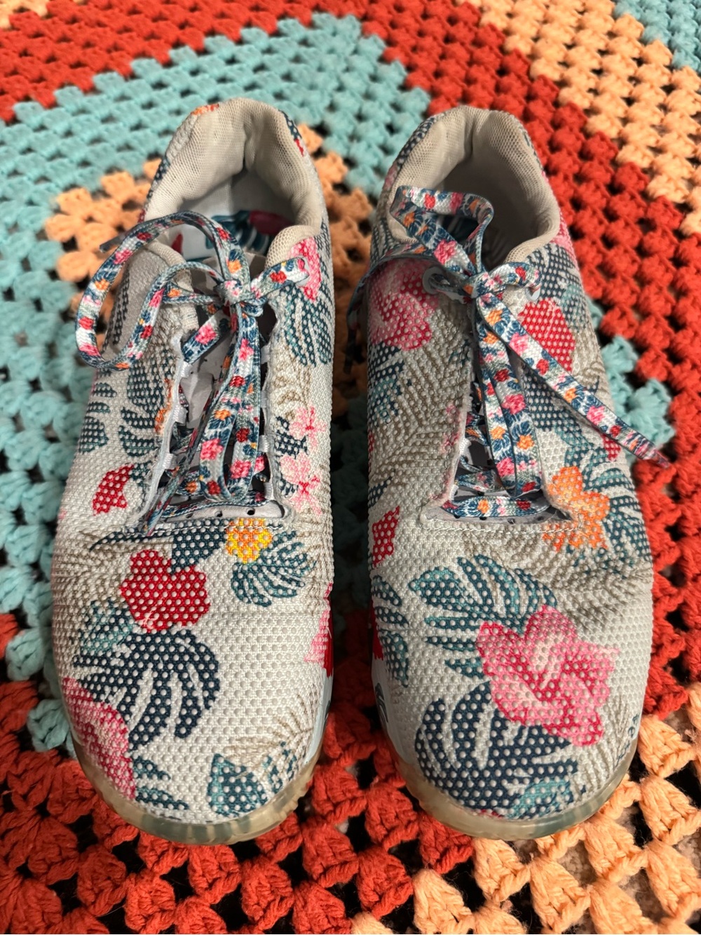 NOBULL Floral Knit Sneakers in Gray, Pink, Blue and Yellow